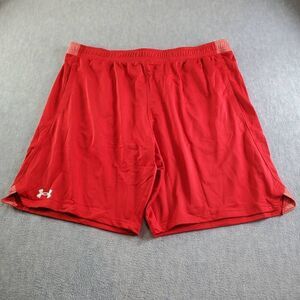 Under Armour Shorts Mens 2XL Red UA Pocketed Basketball Training Loose Fit
